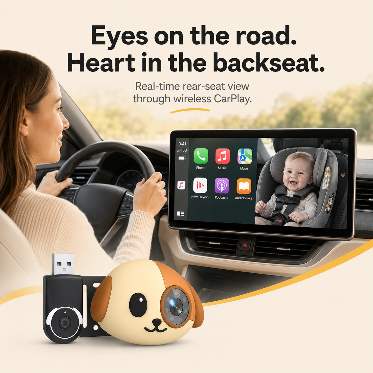 WobbleView - Baby Car Camera & Wireless CarPlay